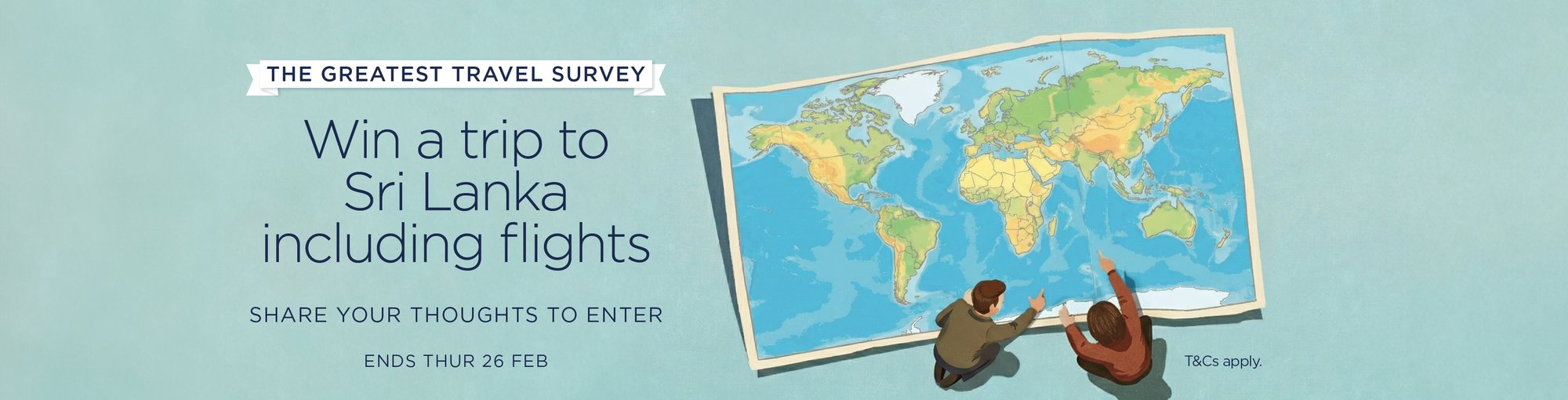 Share your thoughts on travel with The Greatest Travel Survey by Inspiring Vacations and you could win a trip for two to Sri Lanka