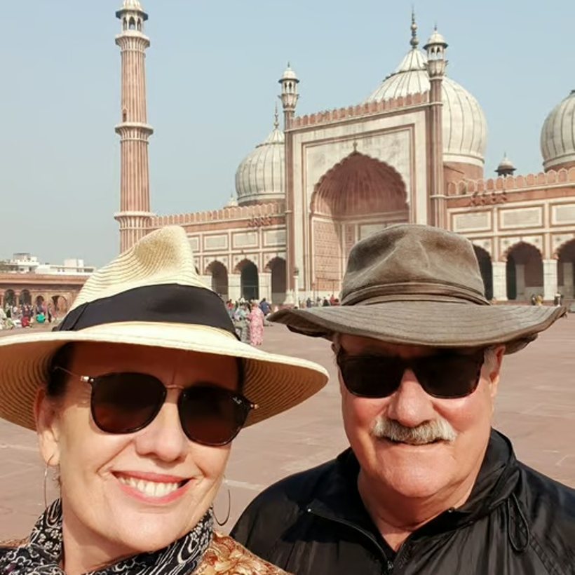 Travellers at Jama Masjid, Delhi