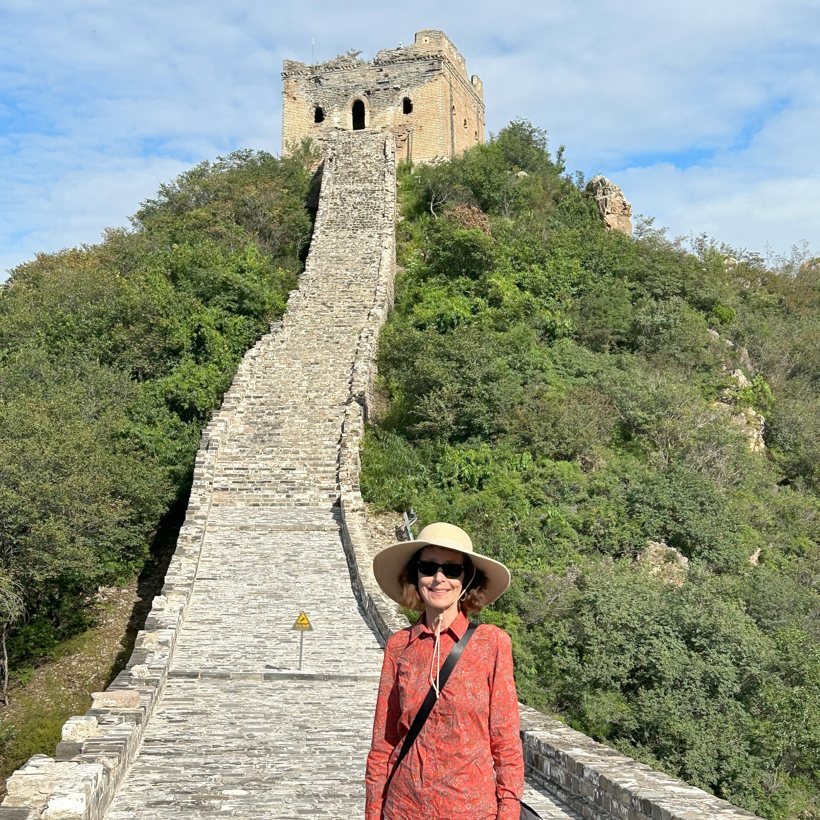 Traveller on the Great Wall of China