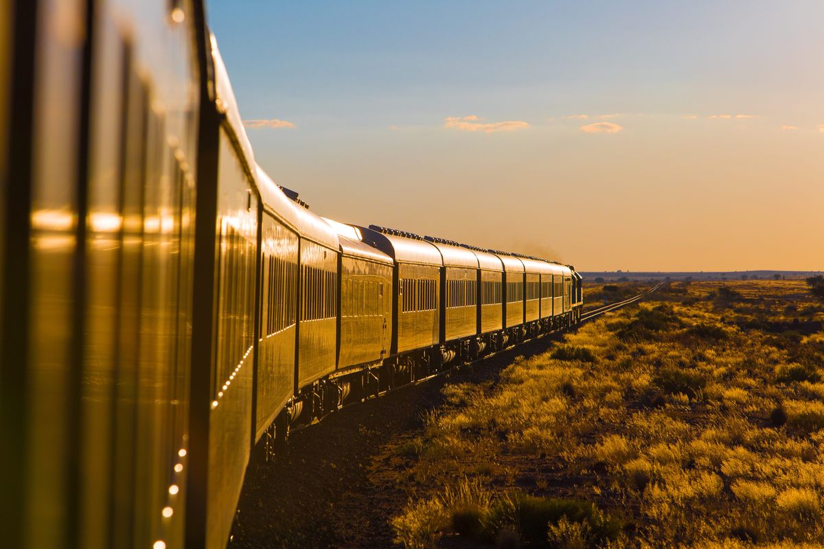 Rovos Rail crossing the Karoo at sunset