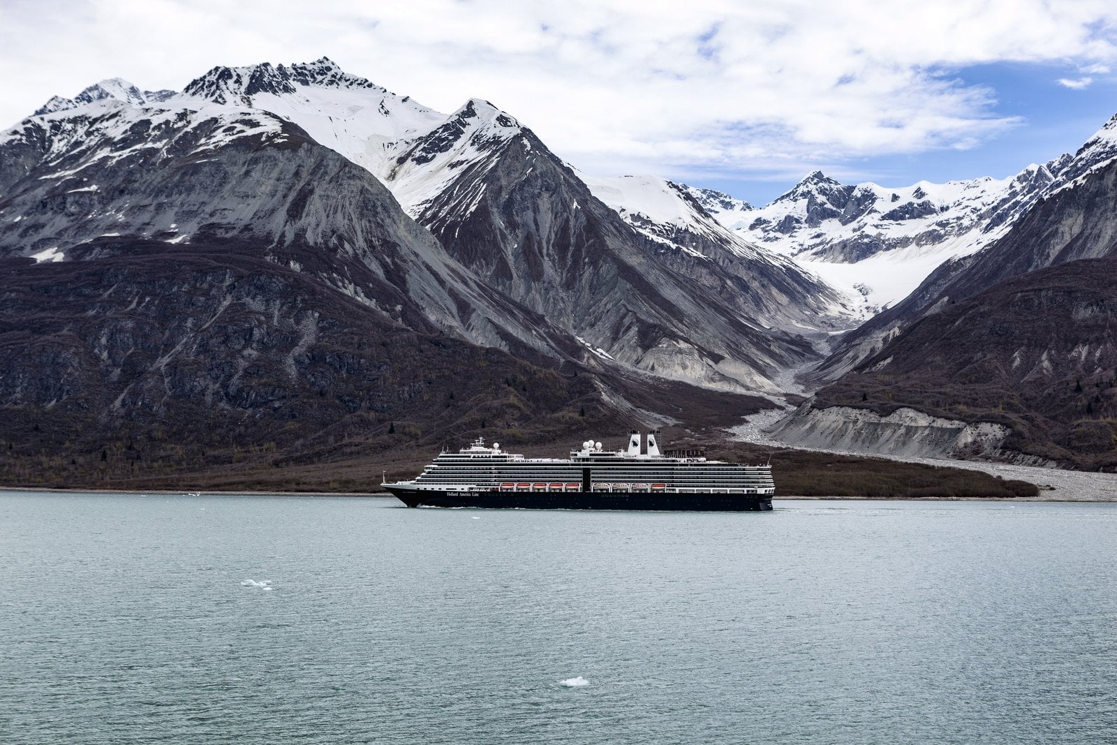 Holland America Line ship cruising Glacier Bay, Alaska