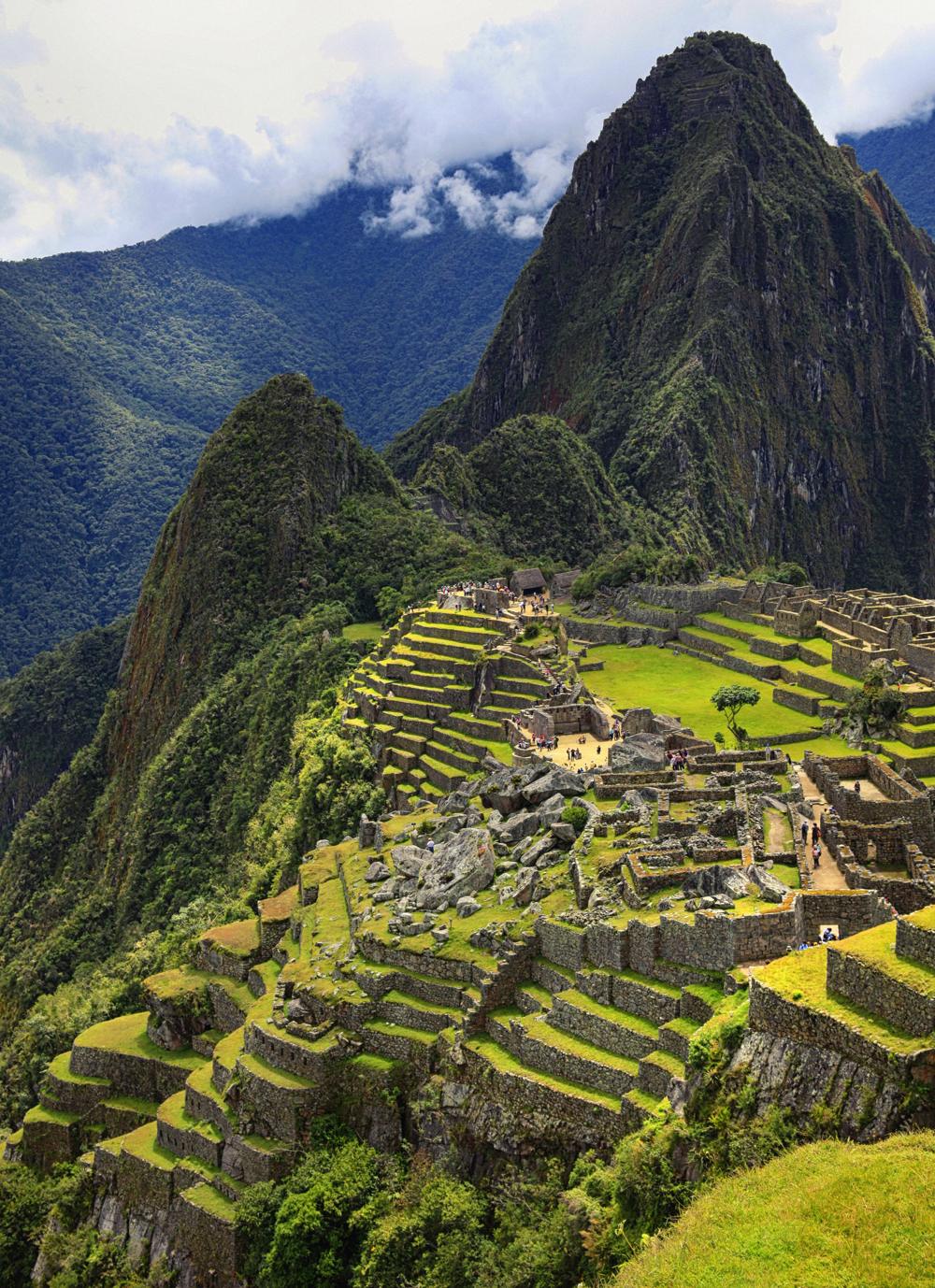 The terraces of Machu Picchu beneath Huayna Picchu