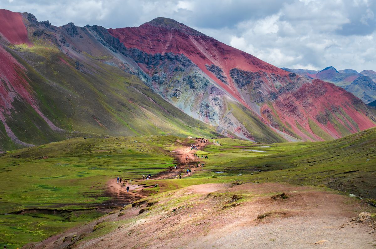 The striped slopes of Rainbow Mountain in the Peruvian Andes