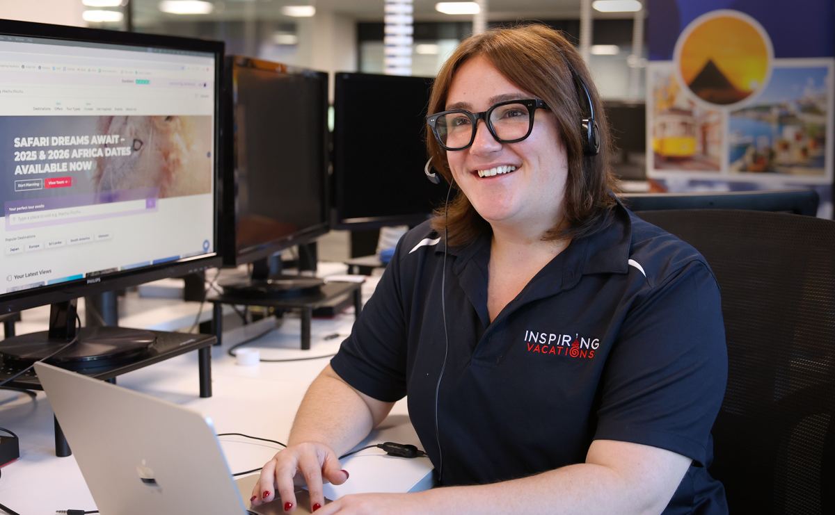 An Inspiring Vacations travel specialist on a call