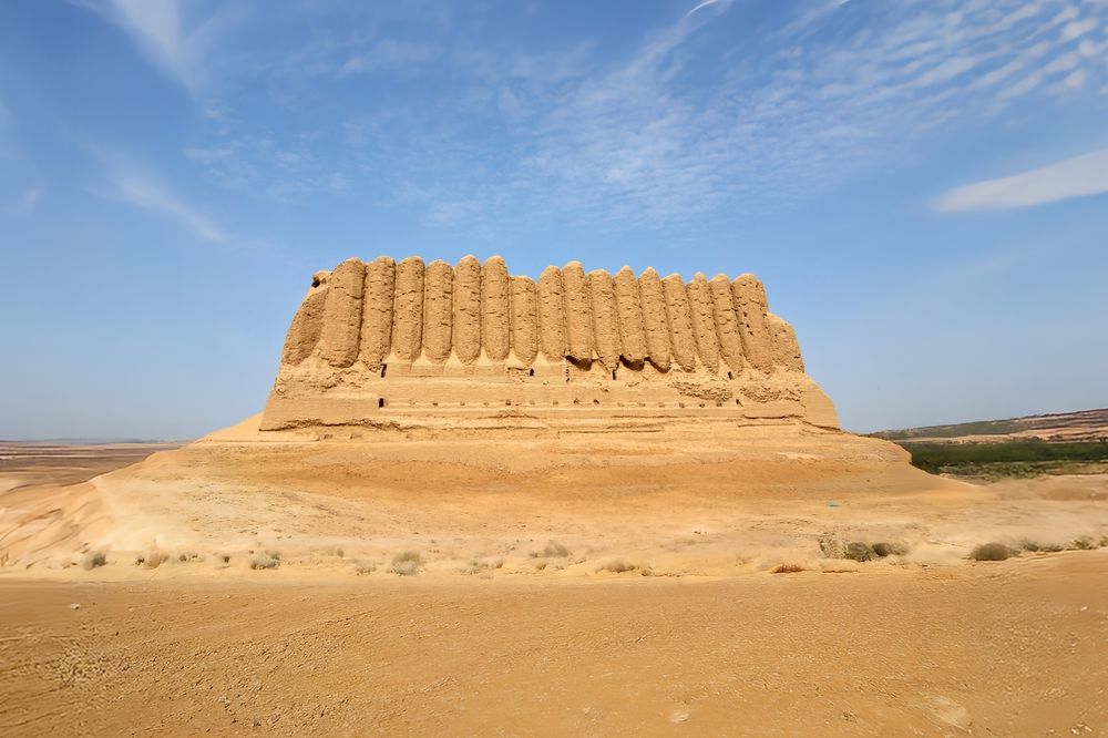 The Great Kyz Kala mud-brick fortress at ancient Merv, Turkmenistan