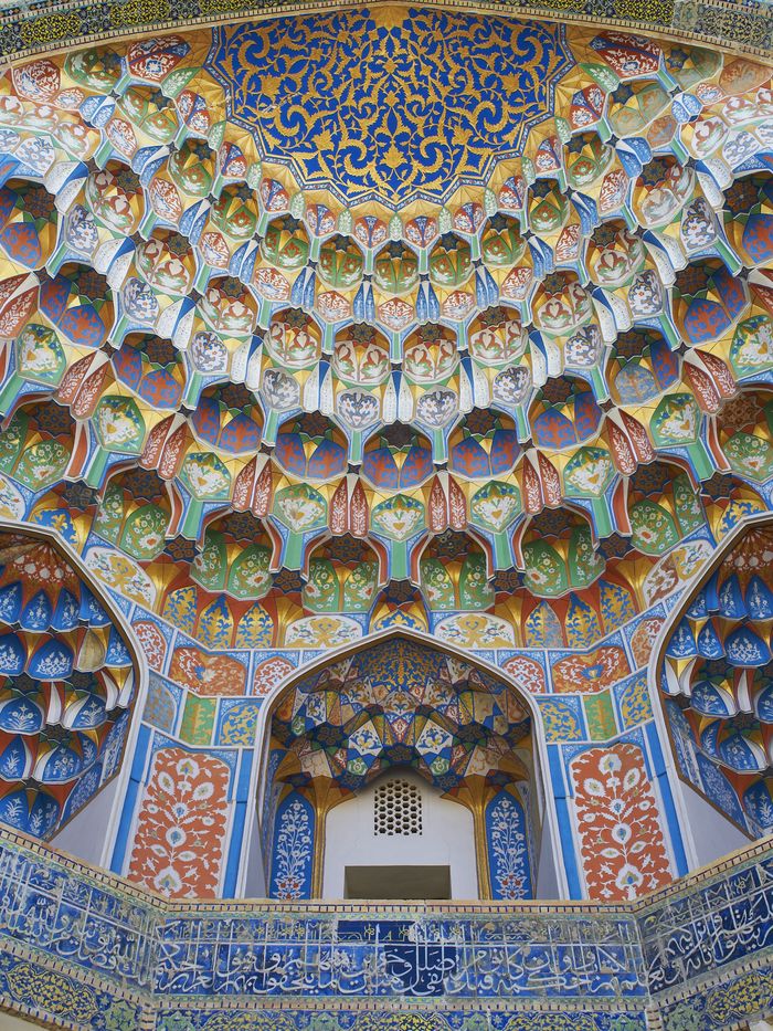 Blue and gold tilework, Bukhara, Uzbekistan